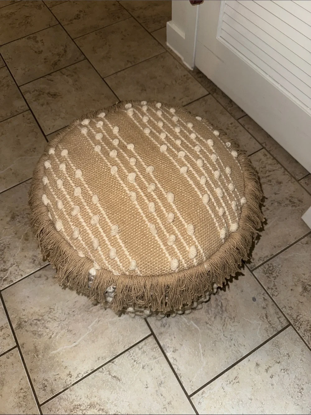 Round Boho Pom-Pom Fringe Bean Bag Pouf